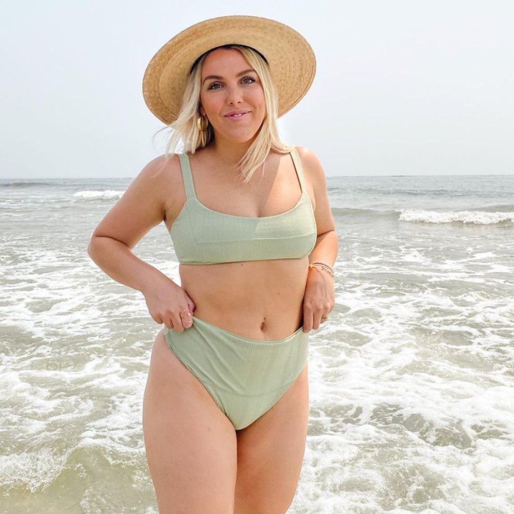 l*space Ribbed High Waist Bikini in Sage Green